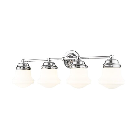 Z-Lite Vaughn Vanity, 4-Light, 7.75 In.W x 31.5 In.L x 9.5 In.H, Chrome /Matte Opal 735-4V-CH